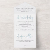 Tweelingkleurig baby shower blauw moderne typograf all in one uitnodiging (Binnen)