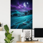 Tweelingmaan Alien Woestijn Gloed Poster (Thuiskantoor)