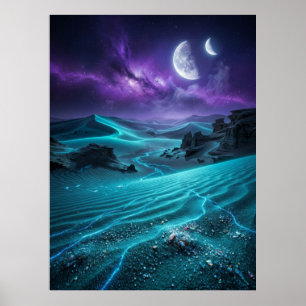 Tweelingmaan Alien Woestijn Gloed Poster