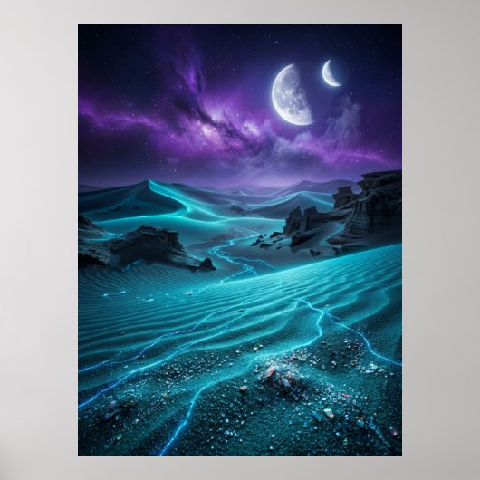 Tweelingmaan Alien Woestijn Gloed Poster (Voorkant)