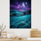 Tweelingmaan Alien Woestijn Gloed Poster (Keuken)