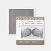 Tweelingmeisje doop/doop gunst - foto magneet (Voorkant / Achterkant)