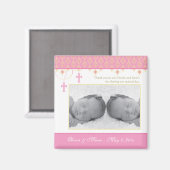 Tweelingmeisje doop/doop gunst - foto magneet (Voorkant / Achterkant)