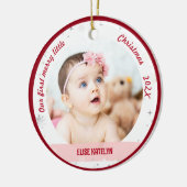 Tweelingmeisjes 2 Foto's eerste prettige kerst Keramisch Ornament (Links)