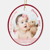 Tweelingmeisjes 2 Foto's eerste prettige kerst Keramisch Ornament (Links)