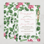 Tweelingmeisjes baby shower twee erwten in een pod kaart (Voorkant / Achterkant)