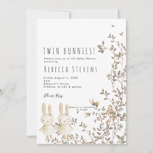 tweelingmeisjes baby shower uitnodiging (Voorkant)