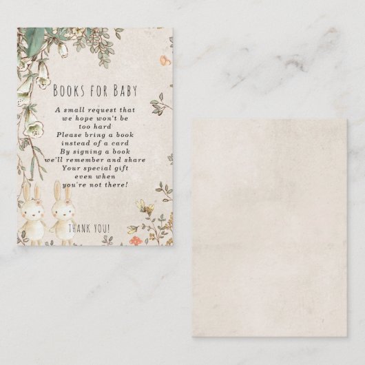 Tweelingmeisjes bunny boeken voor baby-aanvraag informatiekaartje (Voorkant / Achterkant)