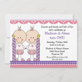 Tweelingmeisjes eerste uitnodiging (Voorkant)