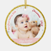 Tweelingmeisjes Foto's Ons eerste prettige kerstfe Keramisch Ornament (Voorkant)