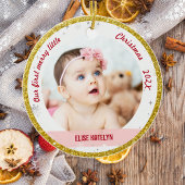 Tweelingmeisjes Foto's Ons eerste prettige kerstfe Keramisch Ornament