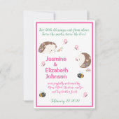 Tweelingmeisjes geboorteaankondiging kaart (Voorkant)