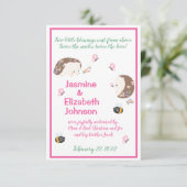 Tweelingmeisjes geboorteaankondiging kaart (Staand voorkant)