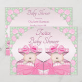 Tweelingmeisjes in het Baby shower van de Rozen va Kaart (Voorkant / Achterkant)