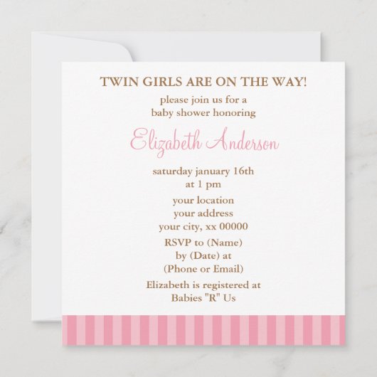 Tweelingmeisjes in Pink Umbrella Kaart (Achterkant)