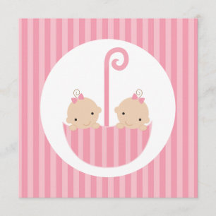 Tweelingmeisjes in Pink Umbrella Kaart
