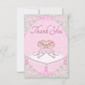 Tweelingmeisjes, kussen en Rozen Roze dank Bedankkaart (Voorkant)