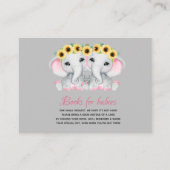 Tweelingmeisjes roze olifanten met zonnebloemkrane informatiekaartje (Voorkant)