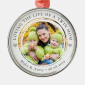 Tweelingmoeder Foto Keepsake Hearts Metalen Ornament (Voorkant)
