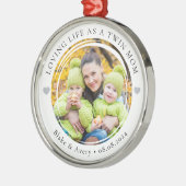 Tweelingmoeder Foto Keepsake Hearts Metalen Ornament (Links)