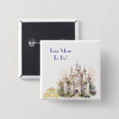 Tweelingmoeder wordt kasteel vierkante button 5,1 cm (Voorkant /achterkant)