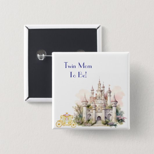 Tweelingmoeder wordt kasteel vierkante button 5,1 cm (Voorkant /achterkant)