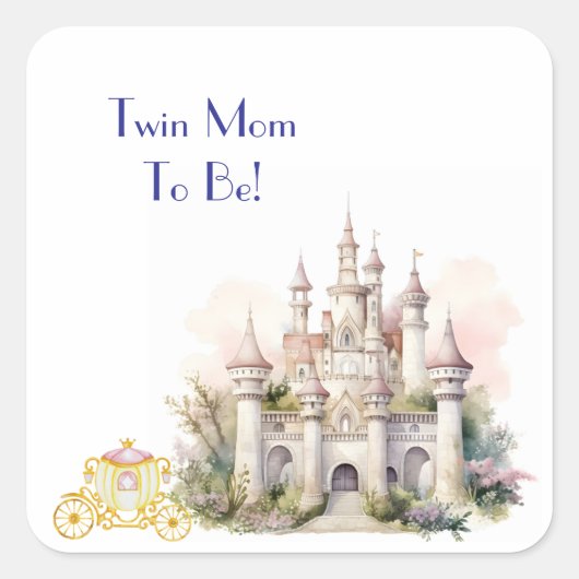 Tweelingmoeder wordt kasteel vierkante sticker (Voorkant)