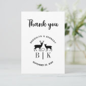 Tweelingnaam Hertenmonogram Rustieke Landelijke Br Bedankkaart (Staand voorkant)