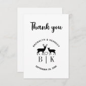 Tweelingnaam Hertenmonogram Rustieke Landelijke Br Bedankkaart (Voorkant / Achterkant)