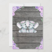 tweelingOlifant Baby shower Uitnodiging rustiek pa (Achterkant)
