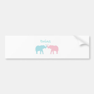 Tweelingolifant roze en blauw bumpersticker