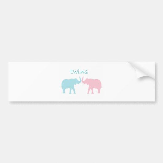 Tweelingolifant roze en blauw bumpersticker (Voorkant)