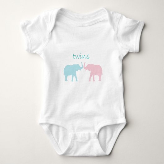 Tweelingolifant roze en blauw romper (Voorkant)