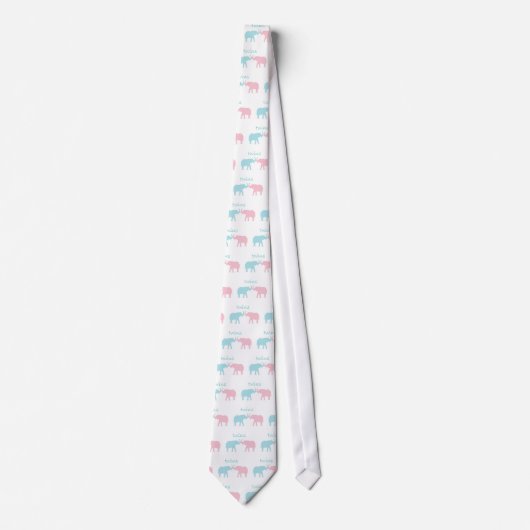 Tweelingolifant roze en blauw stropdas (Voorkant)