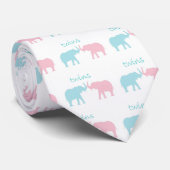 Tweelingolifant roze en blauw stropdas (Opgerold)