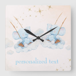 Tweelingolifanten vliegen vierkante klok