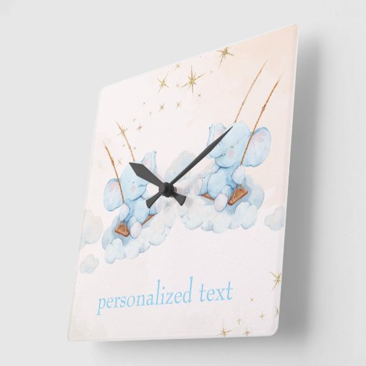 Tweelingolifanten vliegen vierkante klok (Hoek)