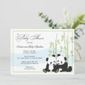 Tweelingpanda's | baby shower invitations kaart (Staand voorkant)