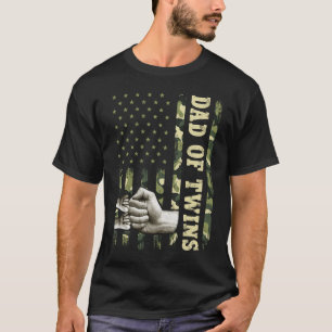Tweelingpappe Mannen Camouflage Amerikaanse vlag V T-shirt