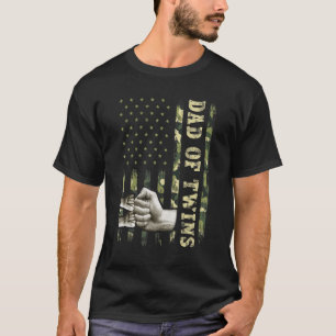Tweelingpappe Mannen Camouflage Amerikaanse vlag V T-shirt