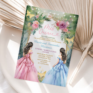 Tweelingroze blauwe jurk Floral Princess Mis Quinc Kaart