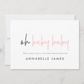 Tweelingroze moderne typografie hedendaagse baby m kaart (Voorkant)