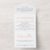 Tweelingroze roze, moderne typografie all in one uitnodiging (Binnen)