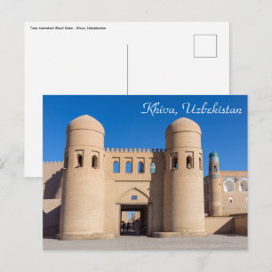 Tweelingtoren Westelijke Poort - Khiva, Oezbekista Briefkaart