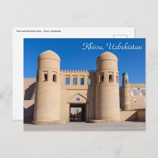 Tweelingtoren Westpoort - Khiva, Oezbekistan Briefkaart (Voorkant / Achterkant)