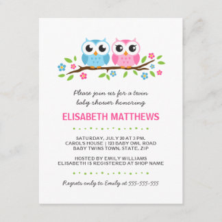 Tweelinguil op baby shower van een meisje met de b kaart