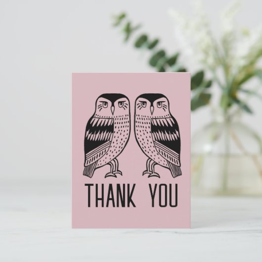 Tweelinguilen Schattige Eenvoudig Chic CUSTOM Beda Briefkaart (Staand voorkant)