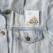 Tweelingvader wordt kasteel en koets vierkante button 5,1 cm (In situ)