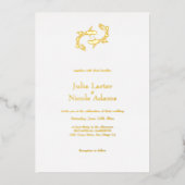 Tweelingvissen houden van kalligrafische minimalis folie uitnodiging (Voorkant)