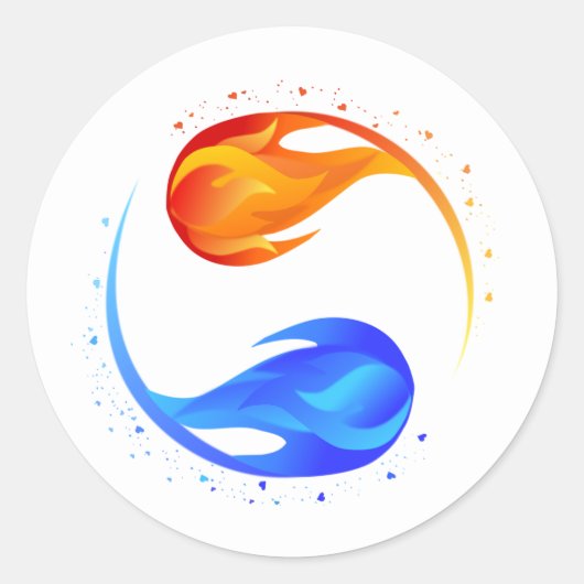 Tweelingvlam-Wit- Ronde Sticker (Voorkant)